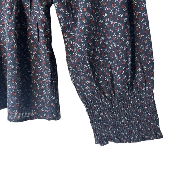 Madewell Women's M Tie-Back Peplum Top in Campden Daisies Deep Indigo Floral‎ - Picture 7 of 9